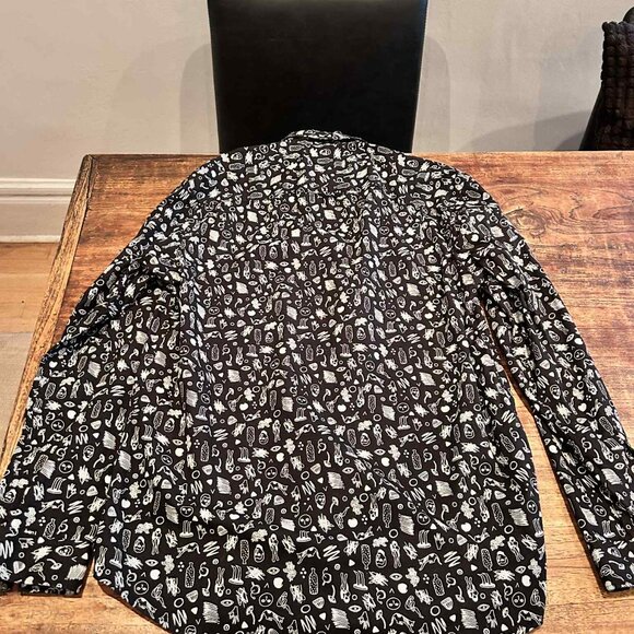 Frank + Oak Men’s Black Graphic Print Button-Down Shirt – Size L (Large) - Picture 2 of 3